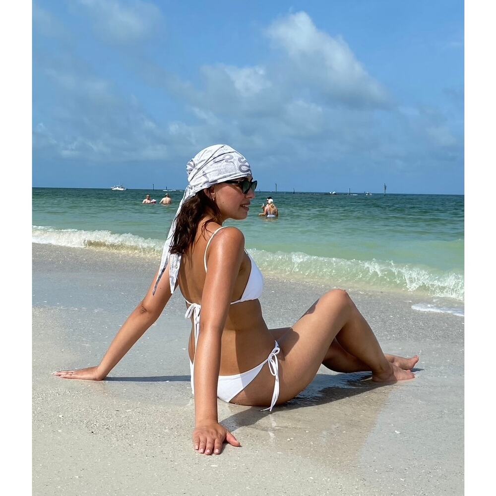 Agua Bendita Swimwear Bikini Set White Rib Lace Size M